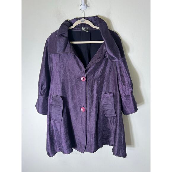 Damee Plum Oversized Collar With Pockets Dressy Jackets Sz L - Picture 1 of 3